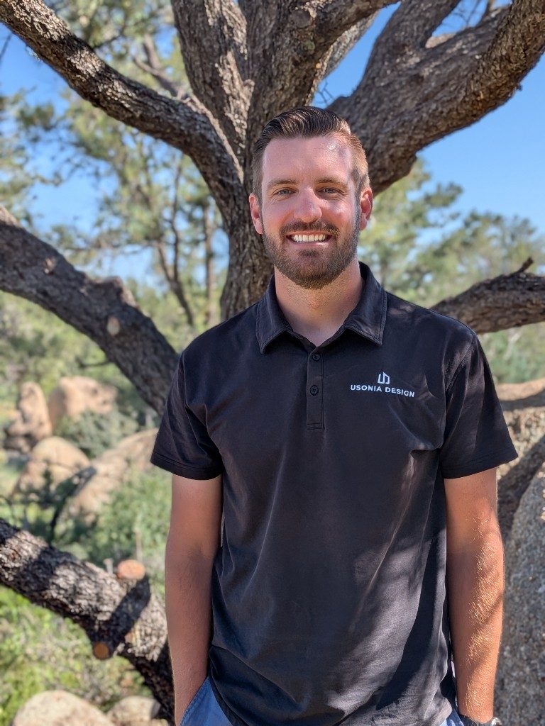 Chase Beazer, designer at Usonia Design Build, on a Prescott job site